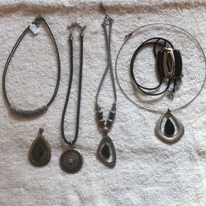Lia Sophia black and silver necklaces